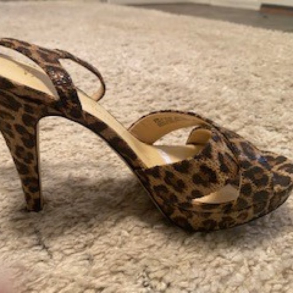 Franco Sarto leopard strappy high heel sandals